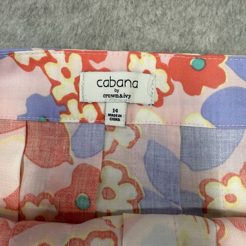 2-Cabana Crown & Ivy Skirt Women Size 14 Navy and Floral Casual Beach - Picture 13 of 15